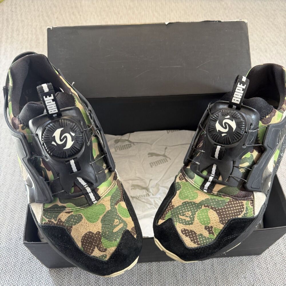 Puma Disc Blaze x BAPE Camo Sneakers US 8.5 EU 41 Trinomic With Box